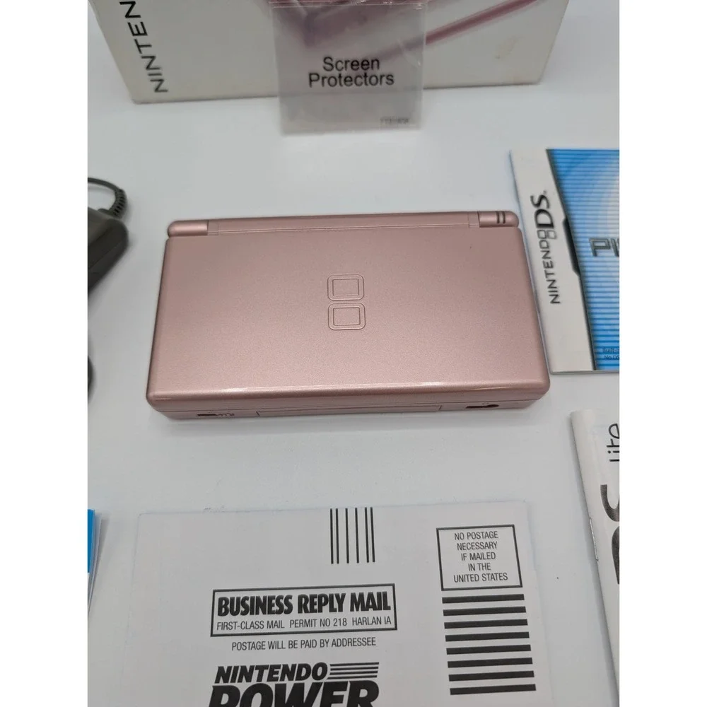 Nintendo DS Lite Coral Pink Console Complete In Box CIB Charger Manual Tested